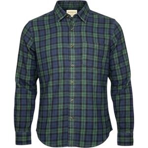 Bearbottom Everyday Flannel M Evergreen Blue Plaid 100% Cotton Button Down Shirt